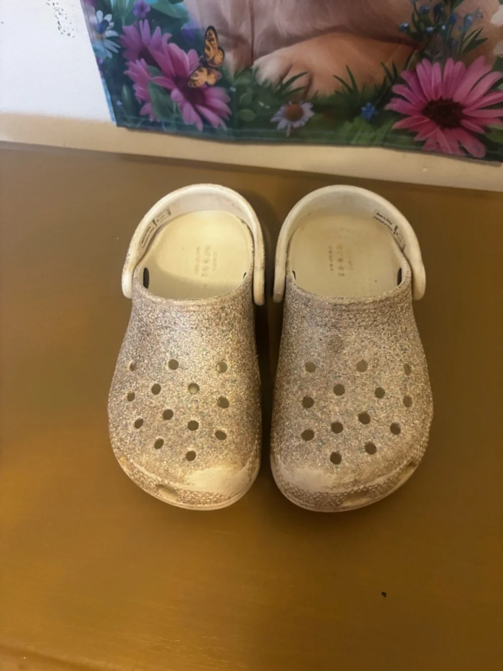 CROCS Kids Glitter Clogs in Silver